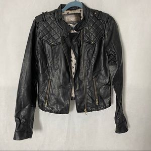 Ci Sono Black Faux Leather Bomber Jacket Size M